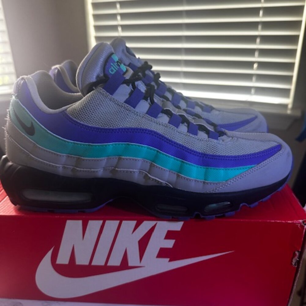 Nike Air Max 95 OG Wolf Grey/Black Indigo Burst Mens Shoes Sz 11.5 - Picture 4 of 8